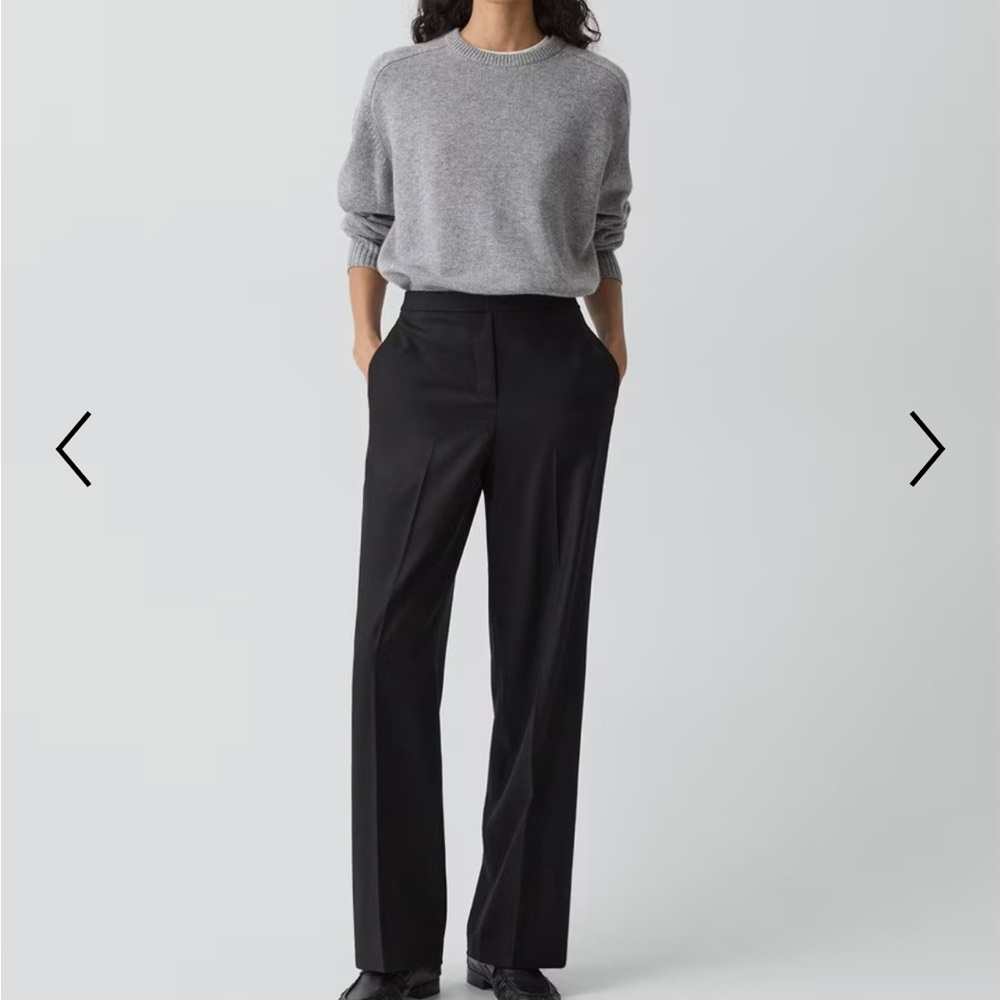 Theory Black Wide Pull-On Flannel Pants, Size 12, NWT